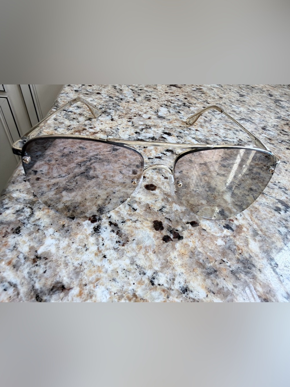 Le Specs Rimless Aviator Sunglasses with Pink Lenses - Picture 3 of 5